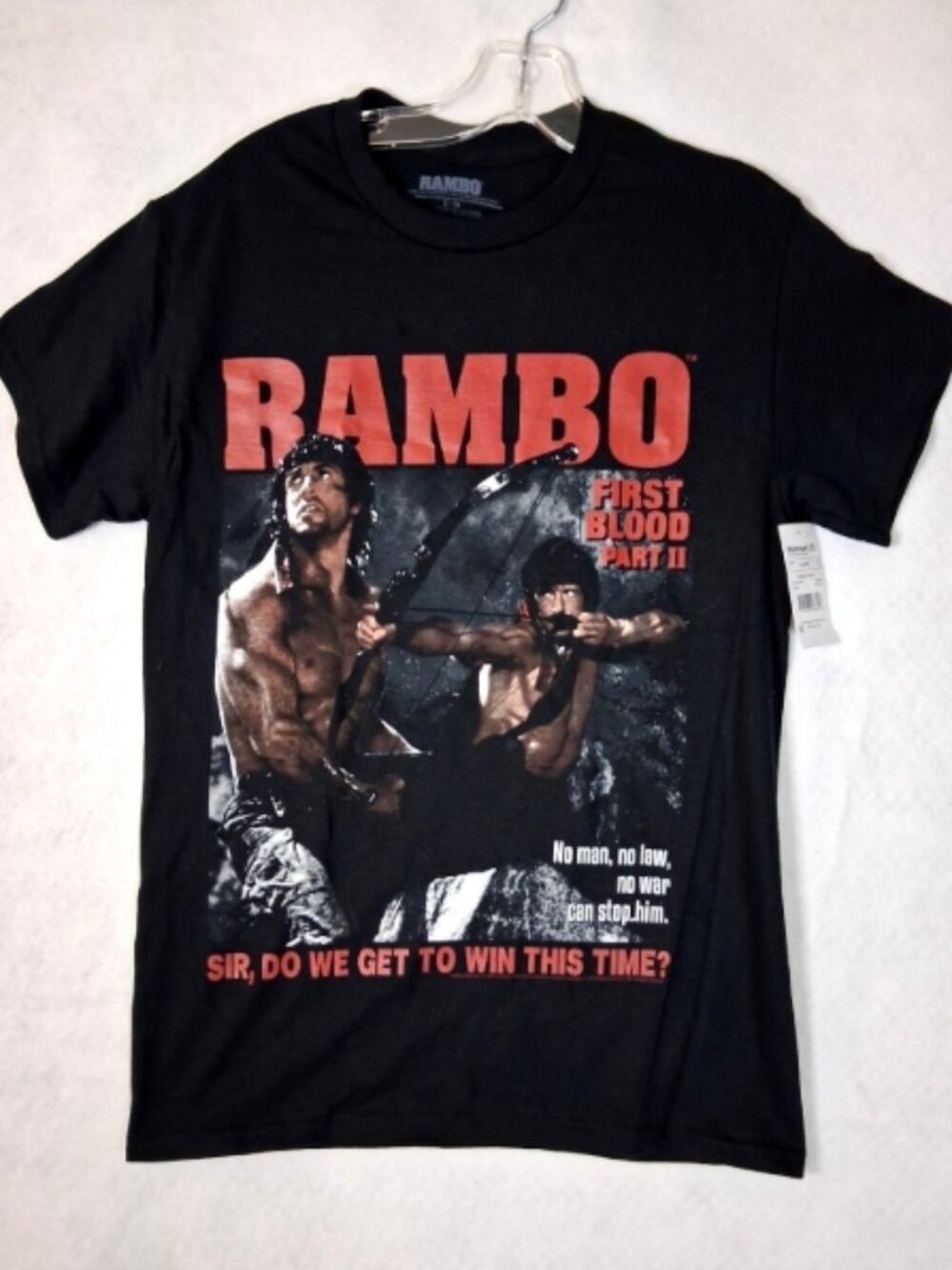 NEW Rambo T-shirt Men's L First Blood Part 2 Sylvester Stallone Military War